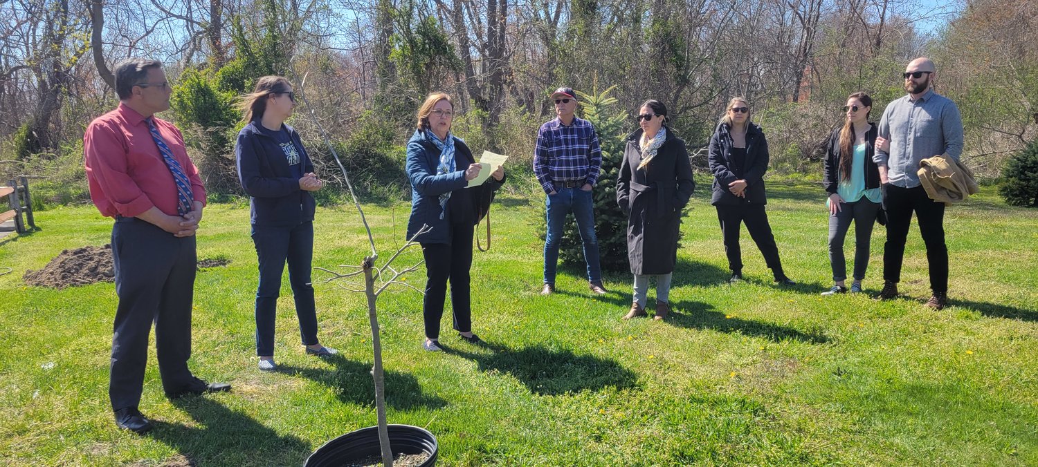 The Conservation Tree Committee of the Village of Patchogue held an Arbor Day ceremony on April 29. The village received a Fast Start Grant from the New York State Urban Forestry Council in the amount of $1,000 in support of the event. Fourteen trees of three different species were planted as part of the ceremony, as one of several requirements to become a Tree City USA.